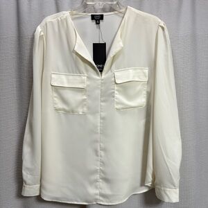Jones New York NEW ivory blouse top SZ XL career work casual professional basic